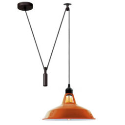 Modern Orange Pendant Light Long Metal Shade With 2M Cord For Kitchen Islands