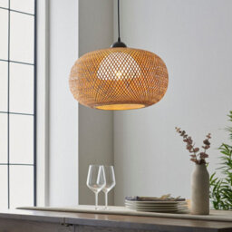 Luminosa Lighting Luminosa Bali Single Pendant Ceiling Lamp, Natural Bamboo, White, Matt Black - thumbnail 5
