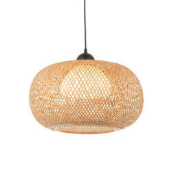 Luminosa Lighting Luminosa Bali Globe Pendant Ceiling Lamp, Natural Bamboo, White, Matt Black