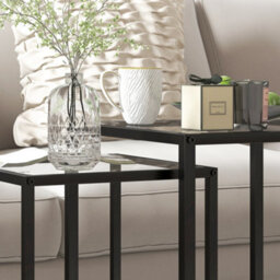 Homcom Nesting Tables Set Of 2, End Table With Tempered Glass Top, Black - thumbnail 9