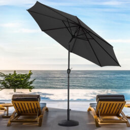 Living And Home 3M Large Rotating Garden Parasol Outdoor Beach Umbrella Patio Sun Shade Crank Tilt With Round Base, Black - thumbnail 1