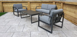 Signature Weave Alarna Aluminium 4 Seater Sofa Set & Chair Coffee Table Grey - thumbnail 8