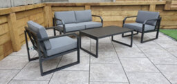 Signature Weave Alarna Aluminium 4 Seater Sofa Set & Chair Coffee Table Grey - thumbnail 1