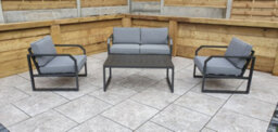 Signature Weave Alarna Aluminium 4 Seater Sofa Set & Chair Coffee Table Grey - thumbnail 3