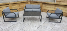 Signature Weave Alarna Aluminium 4 Seater Sofa Set & Chair Coffee Table Grey - thumbnail 7
