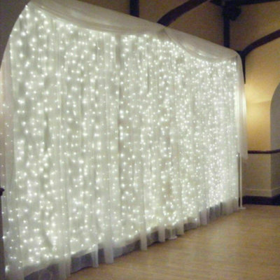 Curtain Lights Plug In, 712 Led 6M X 3M Cool White Curtain Fairy Lights, 8 Modes Hanging Fairy String Lights Mains Powered