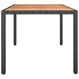 Berkfield Garden Table With Wooden Top Black Poly Rattan&solid Wood Acacia - thumbnail 4