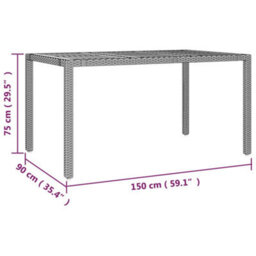 Berkfield Garden Table With Wooden Top Black Poly Rattan&solid Wood Acacia - thumbnail 6