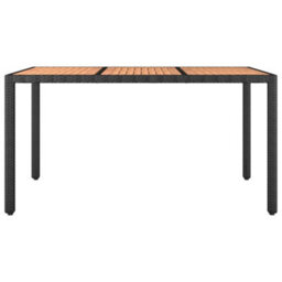 Berkfield Garden Table With Wooden Top Black Poly Rattan&solid Wood Acacia - thumbnail 3