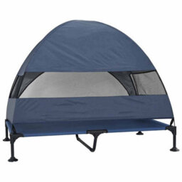 Walplus Navy Blue Raised Dog Bed With Removable Roof 127X81X108Cm Fabric And Steel - thumbnail 6