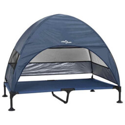 Walplus Navy Blue Raised Dog Bed With Removable Roof 127X81X108Cm Fabric And Steel - thumbnail 2