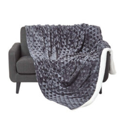 Homescapes Dark Grey Geometric Triangle Velvet Throw, 200 X 230Cm