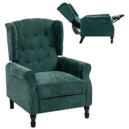 Homcom Manual Reclining Armchair Recliner With Footrest Dark Green - thumbnail 2