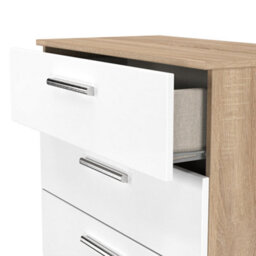 Trent 5 Drawer Chest Of Drawers In White Matt & Black Matt (Ready Assembled) - thumbnail 6