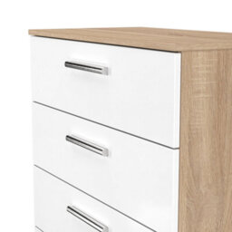 Trent 5 Drawer Chest Of Drawers In White Matt & Black Matt (Ready Assembled) - thumbnail 5
