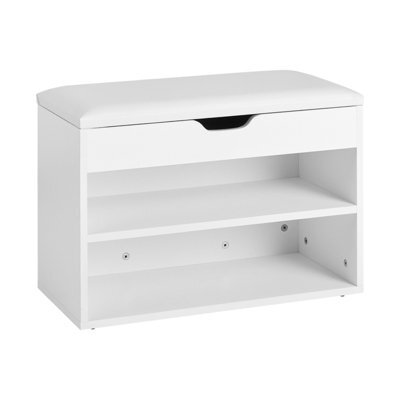 Sobuy Fsr25-W, Shoe Storage Bench Shoe Rack Hallway Storage Unit With Seat Padded,white,w60Xd30Xh42 - image 1