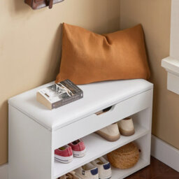 Sobuy Fsr25-W, Shoe Storage Bench Shoe Rack Hallway Storage Unit With Seat Padded,white,w60Xd30Xh42 - thumbnail 5