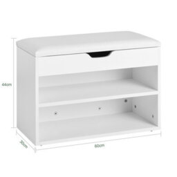 Sobuy Fsr25-W, Shoe Storage Bench Shoe Rack Hallway Storage Unit With Seat Padded,white,w60Xd30Xh42 - thumbnail 3