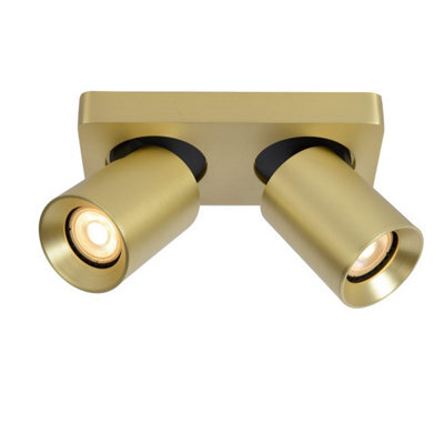 Lucide Nigel Modern Twin Ceiling Spotlight - Led Dim To Warm - Gu10 - 2X5W 2200K/3000K - Matt Gold, Brass - image 1