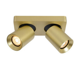 Lucide Nigel Modern Twin Ceiling Spotlight - Led Dim To Warm - Gu10 - 2X5W 2200K/3000K - Matt Gold, Brass - thumbnail 1