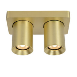 Lucide Nigel Modern Twin Ceiling Spotlight - Led Dim To Warm - Gu10 - 2X5W 2200K/3000K - Matt Gold, Brass - thumbnail 5