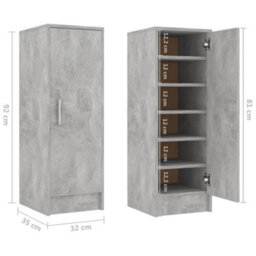Walplus Shoe Cabinet Concrete Grey 32X35X92 Cm Engineered Wood - thumbnail 9