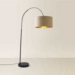 Valuelights Louis Beige With Metallic Gold Inner Shade Black Arched Stem Curved Floor Lamp - thumbnail 6