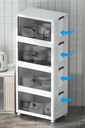 Woohoo Furniture Collapsible Closet Organizers With Wheels And Door Stackable Plastic Foldable Storage Boxes Removable Easy Assemble Storage Shelf - thumbnail 5