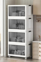 Woohoo Furniture Collapsible Closet Organizers With Wheels And Door Stackable Plastic Foldable Storage Boxes Removable Easy Assemble Storage Shelf - thumbnail 7