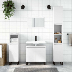 Berkfield Industrial Bathroom Cabinet White 58X33X60 Cm Engineered Wood - thumbnail 2