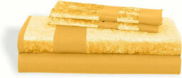 Casabella Luxury Crushed Velvet Panel Band Duvet Cover Sets With Pillow Case Single Duvet Cover Bedding Set Ochre - thumbnail 3