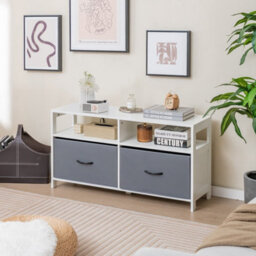 Costway 2-Drawer Fabric Dresser Bedroom Wide Chest Of Drawers Tv Cabinet Stand - thumbnail 5