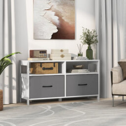 Costway 2-Drawer Fabric Dresser Bedroom Wide Chest Of Drawers Tv Cabinet Stand - thumbnail 4
