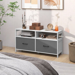 Costway 2-Drawer Fabric Dresser Bedroom Wide Chest Of Drawers Tv Cabinet Stand - thumbnail 1