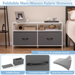 Costway 2-Drawer Fabric Dresser Bedroom Wide Chest Of Drawers Tv Cabinet Stand - thumbnail 7