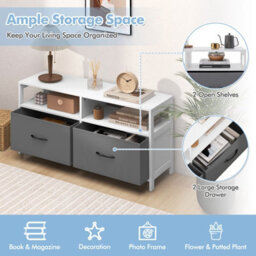 Costway 2-Drawer Fabric Dresser Bedroom Wide Chest Of Drawers Tv Cabinet Stand - thumbnail 6