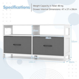 Costway 2-Drawer Fabric Dresser Bedroom Wide Chest Of Drawers Tv Cabinet Stand - thumbnail 3