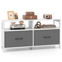 Costway 2-Drawer Fabric Dresser Bedroom Wide Chest Of Drawers Tv Cabinet Stand - thumbnail 2