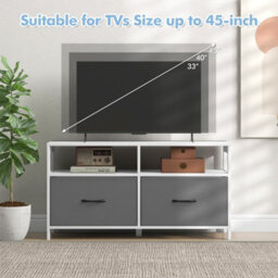 Costway 2-Drawer Fabric Dresser Bedroom Wide Chest Of Drawers Tv Cabinet Stand - thumbnail 8