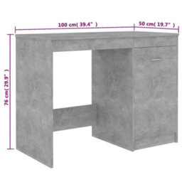 Walplus Desk Concrete Grey 100X50X76 Cm Engineered Wood - thumbnail 9