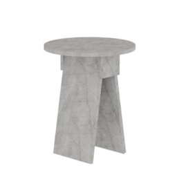 Decortie Chen Modern Round Side End Table 42Cm 2 Legs Multipurpose Gold Marble Effect Living Room H 50Cm - thumbnail 2