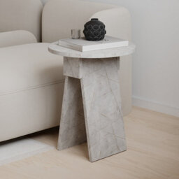 Decortie Chen Modern Round Side End Table 42Cm 2 Legs Multipurpose Gold Marble Effect Living Room H 50Cm - thumbnail 5