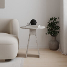 Decortie Chen Modern Round Side End Table 42Cm 2 Legs Multipurpose Gold Marble Effect Living Room H 50Cm - thumbnail 8