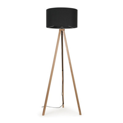 Valuelights Barbro Natural Tripod Floor Lamp With Charcoal Drum Shade - image 1