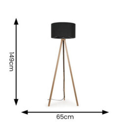 Valuelights Barbro Natural Tripod Floor Lamp With Charcoal Drum Shade - thumbnail 7