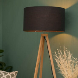Valuelights Barbro Natural Tripod Floor Lamp With Charcoal Drum Shade - thumbnail 2
