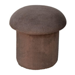 Artisan Furniture Solid Wood Mocha Faux Fur Mushroom Footstool - thumbnail 3