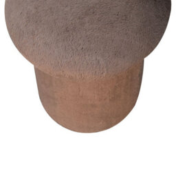 Artisan Furniture Solid Wood Mocha Faux Fur Mushroom Footstool - thumbnail 4