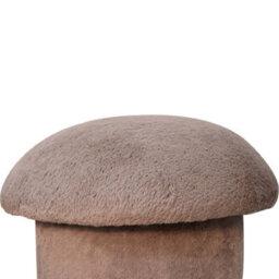 Artisan Furniture Solid Wood Mocha Faux Fur Mushroom Footstool - thumbnail 5