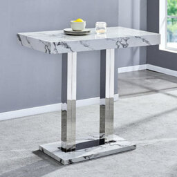 Furniture in Fashion Diva Marble Effect High Gloss Bar Table 4 Ripple Grey Stools - thumbnail 2